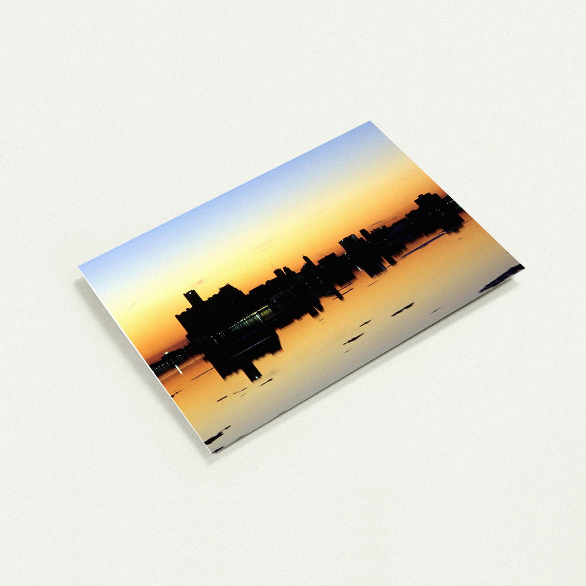 Detroit Skyline Golden Hour Silhouette greeting card by Peter Tkacz