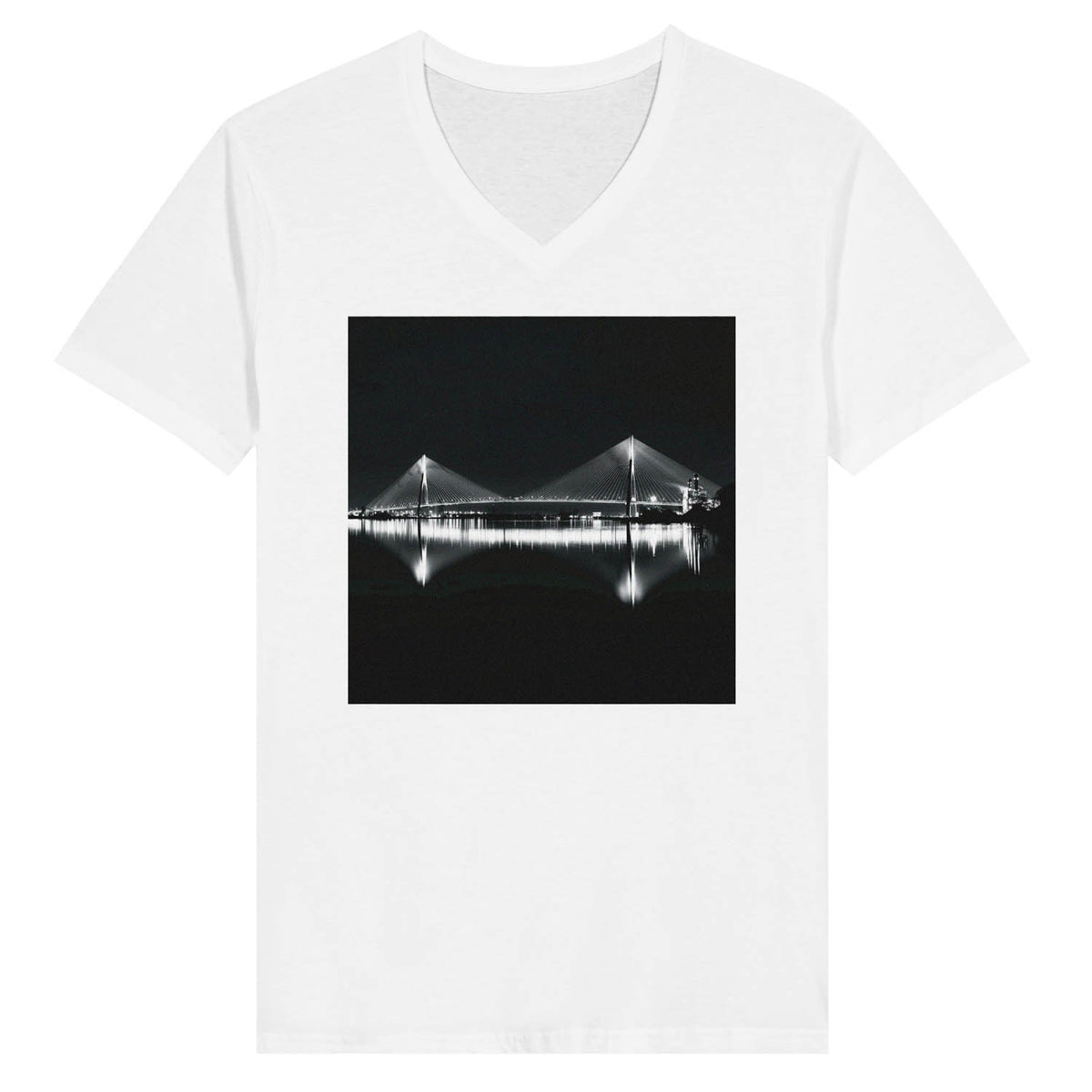 Noir Gordie Howe International Bridge Tee by Peter Tkacz