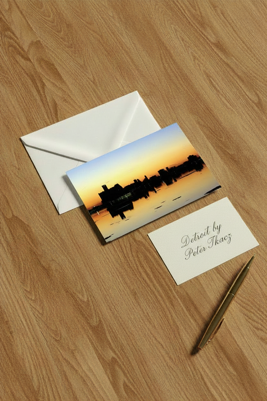 Detroit Skyline Golden Hour by Peter Tkacz - Detroit Card