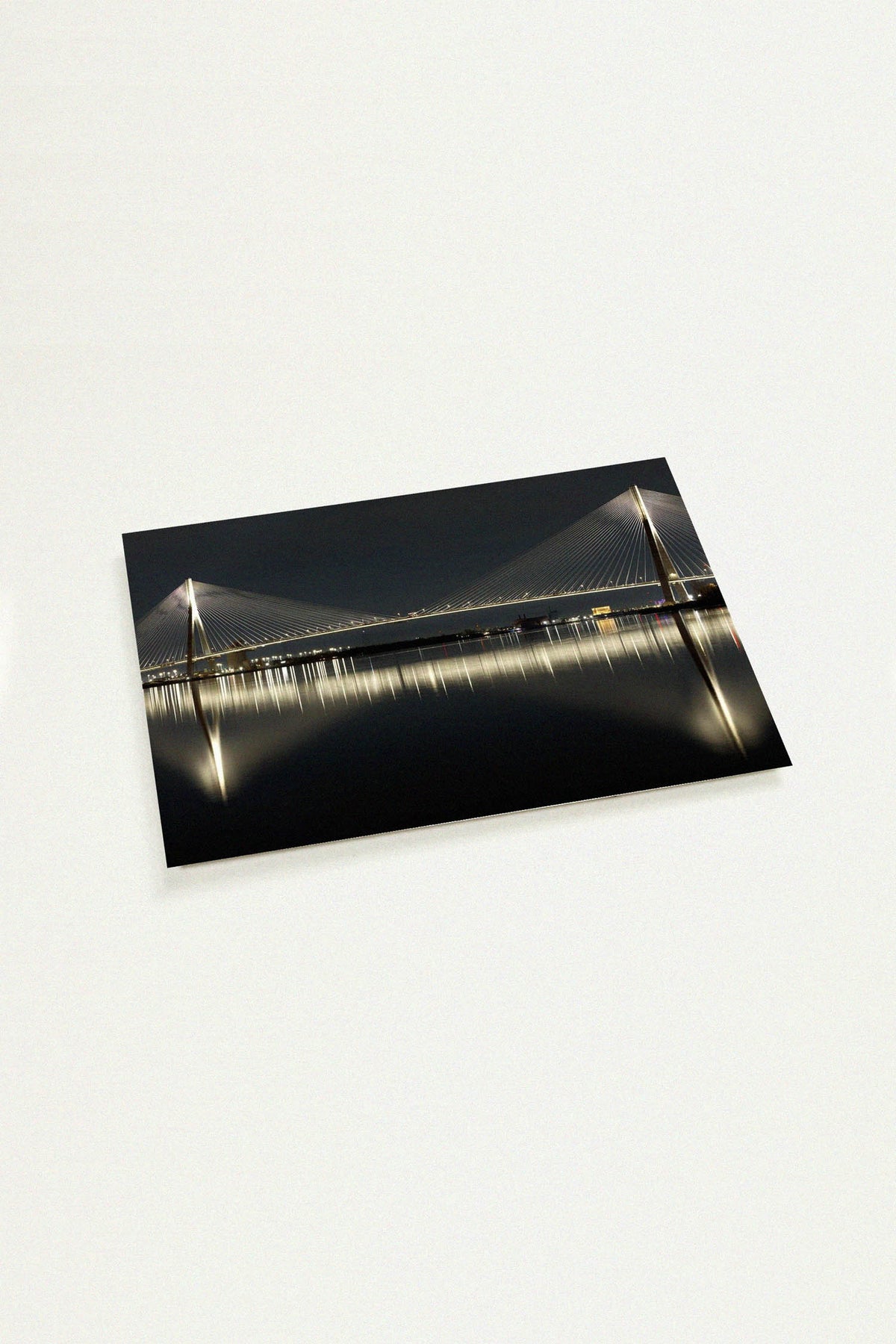 Gordie Howe Bridge Night Close-up View Collectible Mini Art Print Set