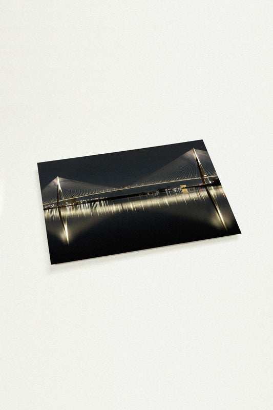 Gordie Howe Bridge Night Close-up View Collectible Mini Art Print Set