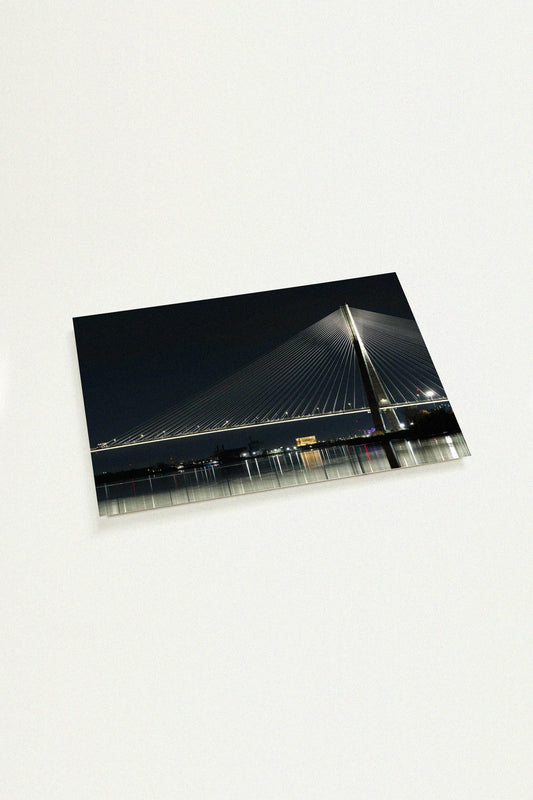 Gordie Howe International Bridge architectural view mini art print by Peter Tkacz