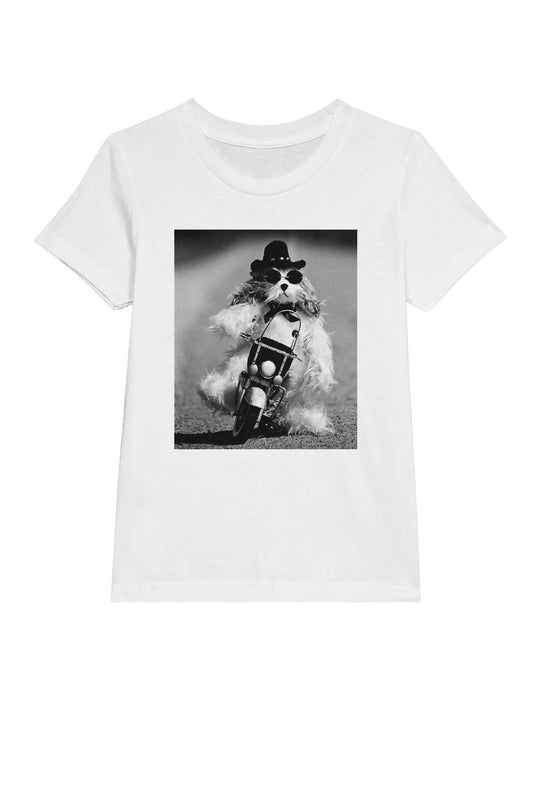 Biker Dog Kids T-Shirt by Uliana Blacklock