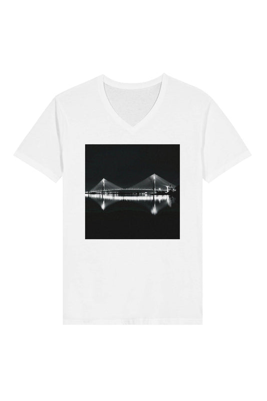 Noir Gordie Howe International Bridge Tee by Peter Tkacz