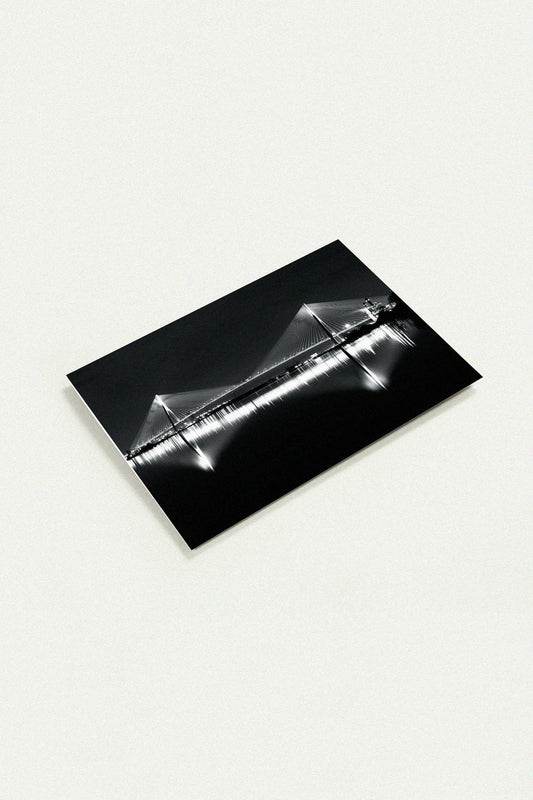 Noir Gordie Howe International Bridge greeting card by Peter Tkacz